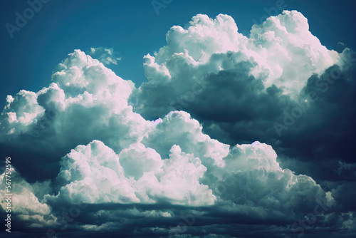 puffy white clouds in a dramatic sky photo