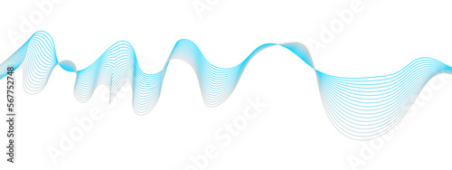 Abstract colorful blue lines on a white background. Blending gradient colors. Digital frequency track equalizer. Line art. Vector illustration.