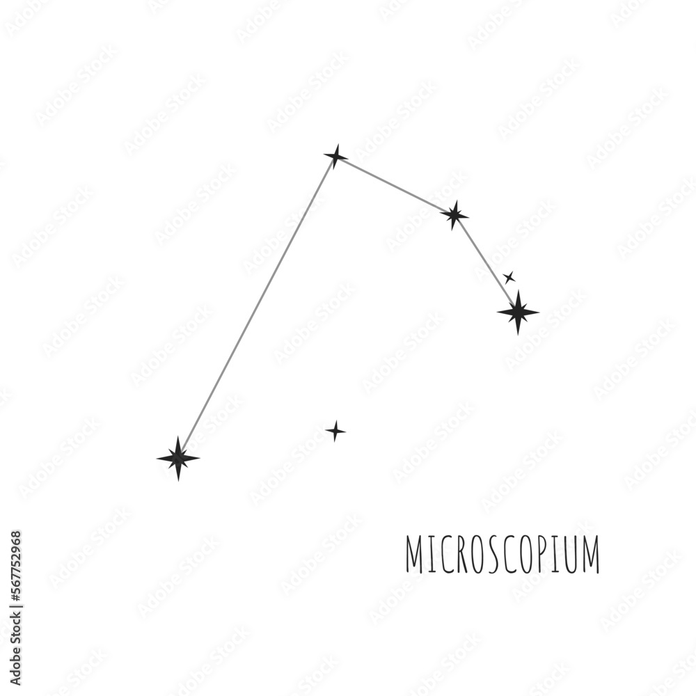 Vector Constellation Microscopium on white background. Doodle, sketch, drawn style, linear icons of all 88 constellations. Vector Constellation Microscopium on white background. Doodle, sketch, drawn style, linear icons of all 88 constellations.
