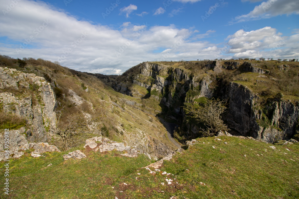 Cheddar Gorge the village of Cheddar, Somerset, England