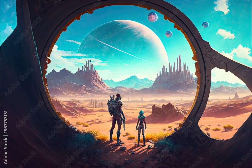 Wall art, wallpaper frame art, digital art style, comic style, outer