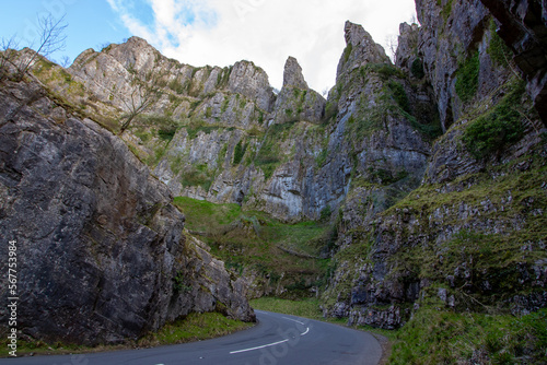 Cheddar Gorge the village of Cheddar, Somerset, England