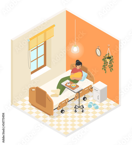 Maternity room - modern vector colorful isometric illustration