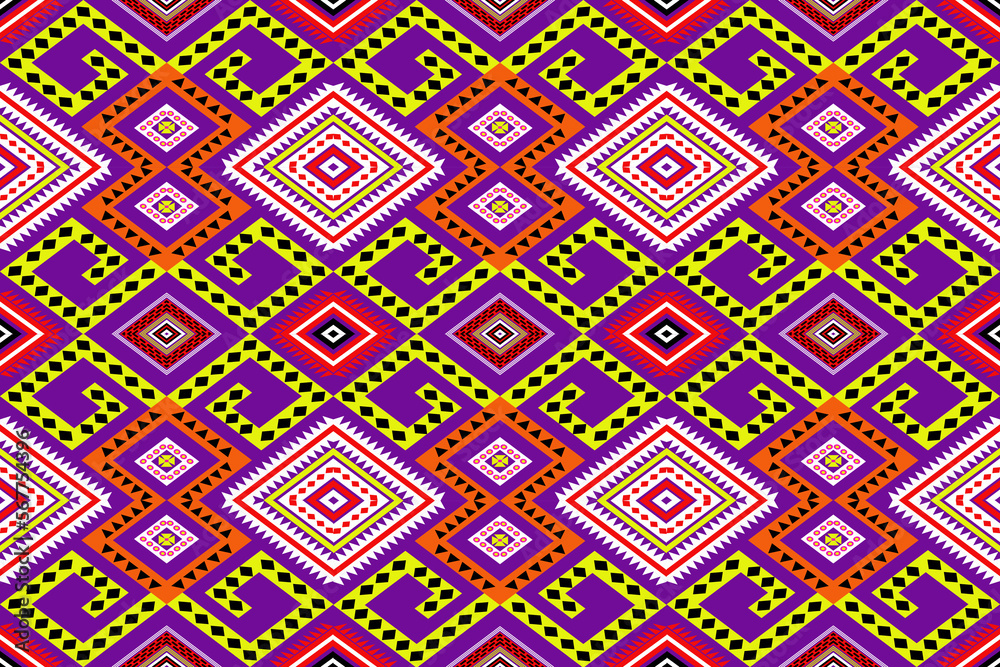Ethnic Geometric oriental traditional with triangles and elements seamless pattern. designed for background, wallpaper, clothing, wrapping, fabric, Batik, decorating, embroidery 