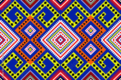 Wallpaper Mural Ethnic Geometric oriental traditional with triangles and elements seamless pattern. designed for background, wallpaper, clothing, wrapping, fabric, Batik, decorating, embroidery , vector illustration Torontodigital.ca