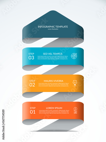 Up arrow infographic concept. Business template with 3 steps, options, parts. Can be used for diagram, chart, web design. Vector illustration.