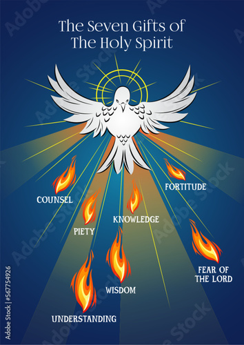 The Seven Gifts of the holy spirit vector illustration