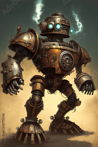Epic steampunk robot, Generative AI