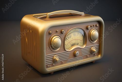 world radio day, yellow modern vintage radio. Generative AI