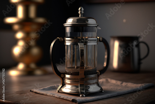 Classic French Coffee Press Generative by AI Technology