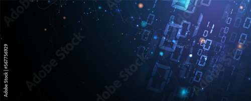 Quantum processing. Deep learning artificial intelligence. Future new technology  for business or science presentation