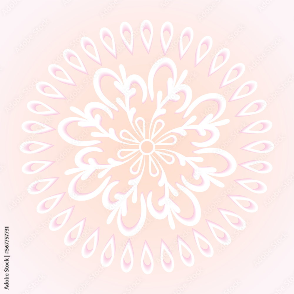 Vector circular pattern of a volumetric flower on a beige background. Drawing for tiles Vector circular pattern of a volumetric flower on a beige background. Drawing for tiles