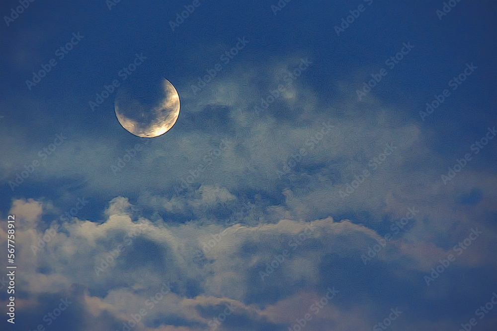 Circles of space, celestial and moon with space dust Circles of space, celestial and moon with space dust