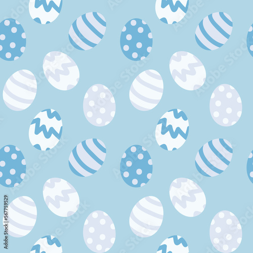 Seamless pattern with Easter eggs in blue.