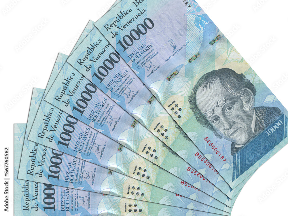 The Venezuelan currency - Venezuelan bolivar. Macro view of Venezuela paper money. Close-up Venezuela money The Venezuelan currency - Venezuelan bolivar. Macro view of Venezuela paper money. Close-up Venezuela money