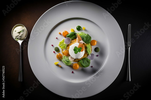 Perfect top down shot food dish photography AI generative