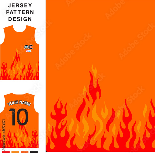 Abstract fire concept vector jersey pattern template for printing or sublimation sports uniforms football volleyball basketball e-sports cycling and fishing Free Vector.