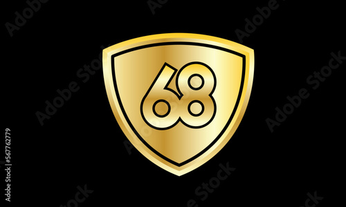 Number Gold Shield Security Black Logo