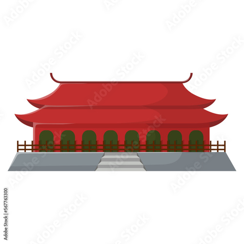 chinese traditional house. architecture pagoda and ancient cartoon