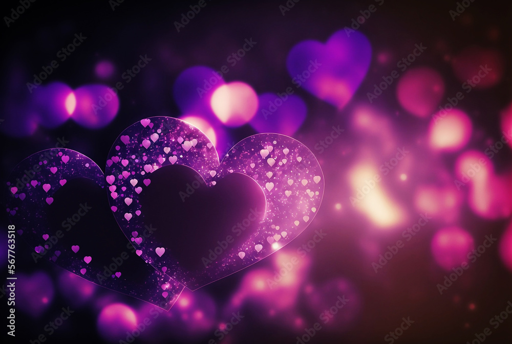 purple glowing background with bokeh as heart