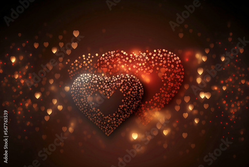 red  glowing background with bokeh as heart