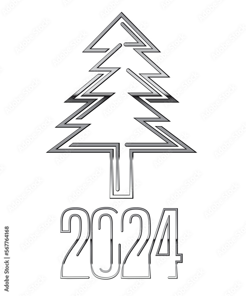 new year tree metallic form 2024 year new year tree metallic form 2024 year