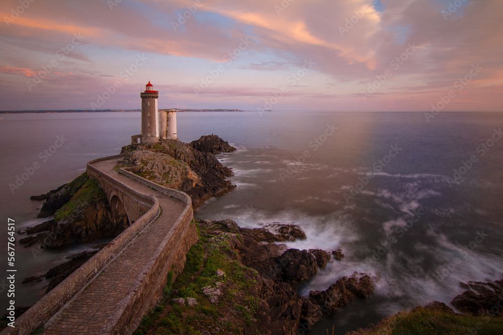 Evening view on lighthouse Petit Minou in French Brittany