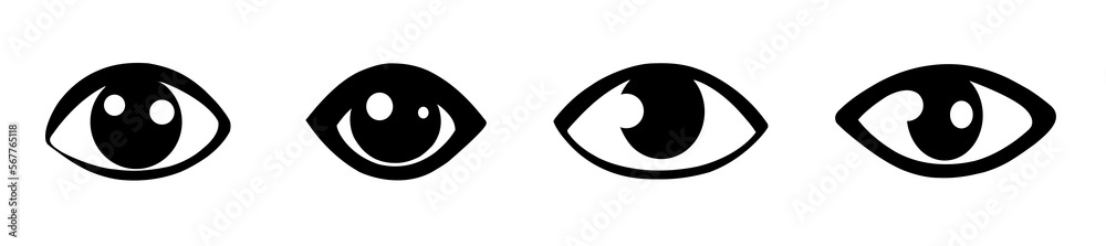 A set of eye icons, Eyesight symbol. Retina scan eye icons A set of eye icons, Eyesight symbol. Retina scan eye icons