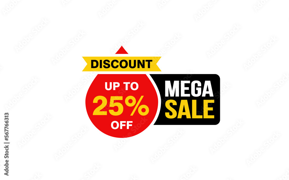 25 Percent MEGA SALE offer, clearance, promotion banner layout with sticker style.
25 Percent MEGA SALE offer, clearance, promotion banner layout with sticker style.