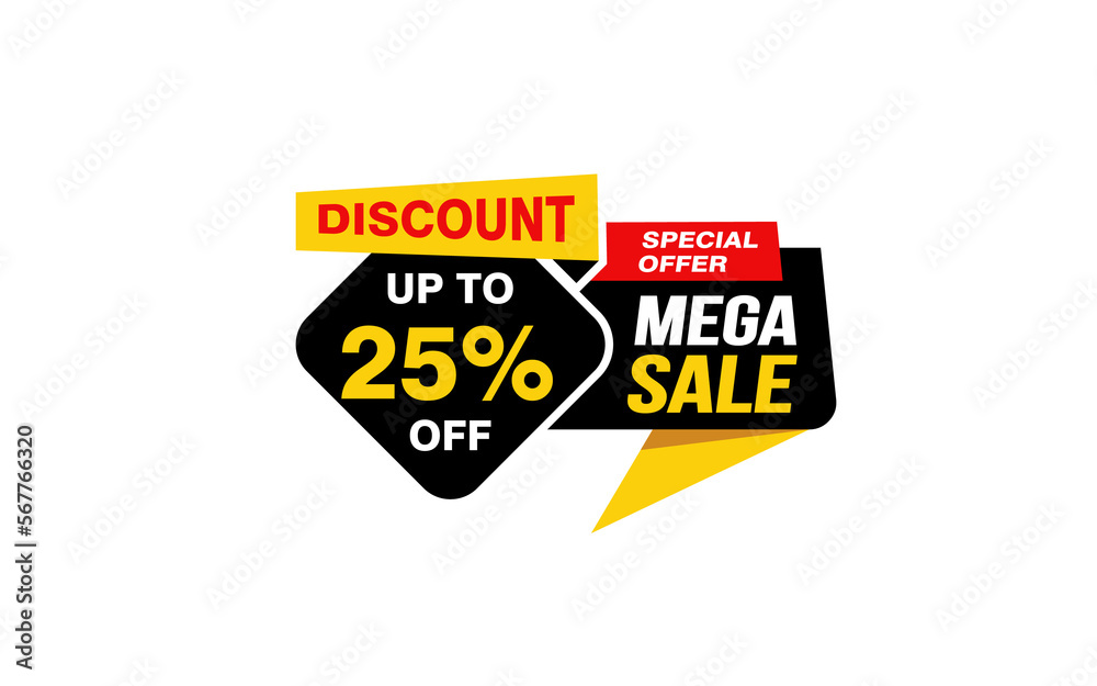 25 Percent MEGA SALE offer, clearance, promotion banner layout with sticker style.
25 Percent MEGA SALE offer, clearance, promotion banner layout with sticker style.