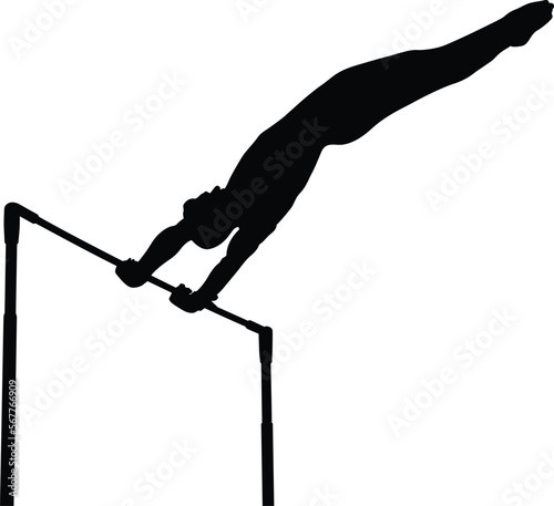 Horizontal bar gymnast in artistic gymnastics black silhouette