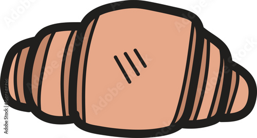 Hand Drawn croissant illustration in doodle style