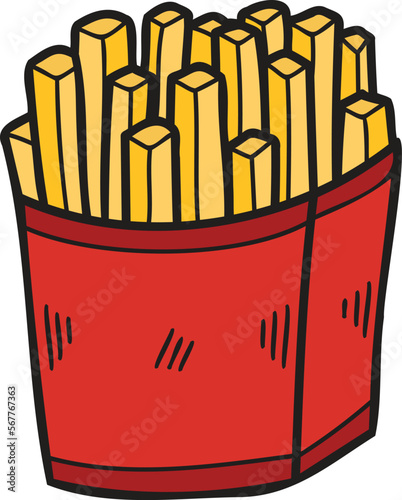 Hand Drawn french fries illustration in doodle style