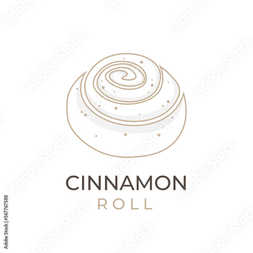 Cinnamon Roll Simple Line Art Vector Illustration Logo