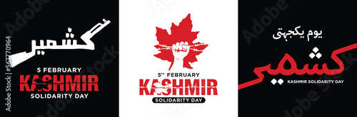 Kashmir Solidarity Day (Urdu Text Translation). 5th February. Vector Illustration. 