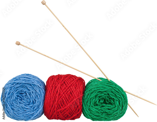 Balls of yarn with knitting needles