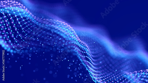 Abstract wave of musical sounds. Smooth information transfer. 3D rendering. © Liudmyla