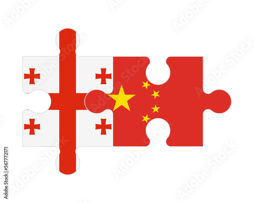 Puzzle of flags of Georgia and China, vector