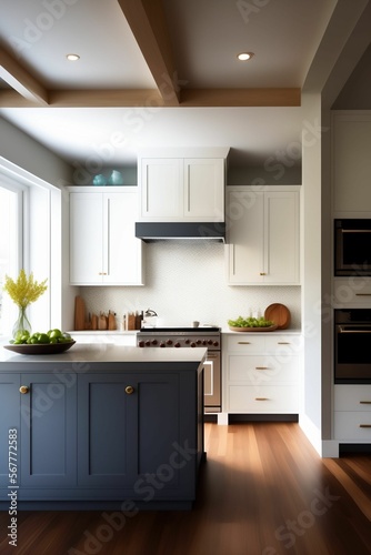 Modern white kitchen interior 