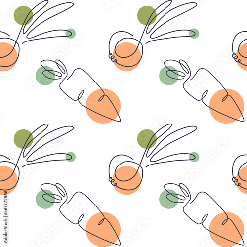Vector seamless pattern with a healthy food. Line art vegetables. Abstract onion and carrot wallpaper.