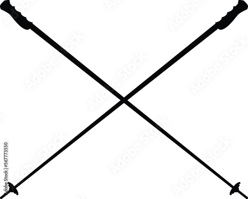 Ski poles icon on white background.  logo with ski poles sign. flat style.