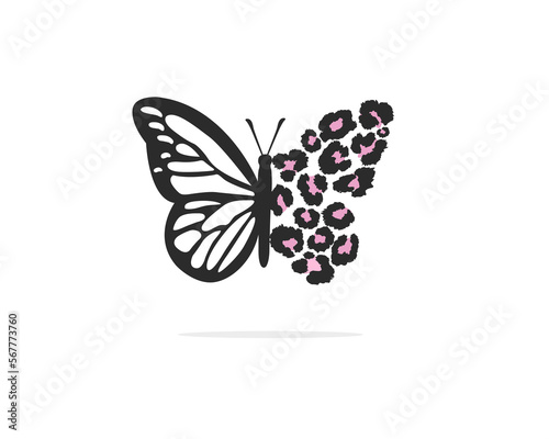 butterfly illustration and wild leopard design