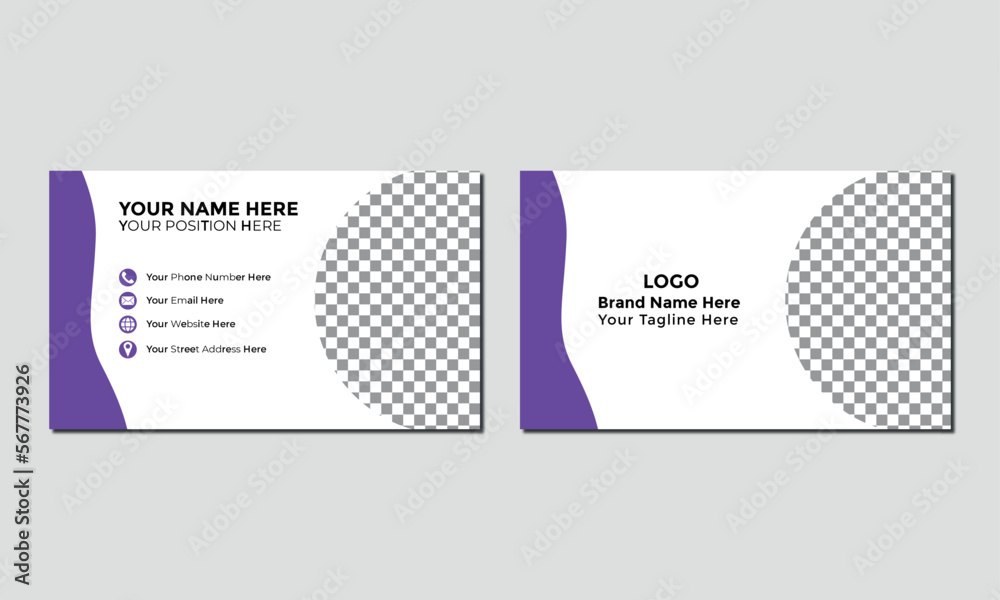 Fototapeta premium purple color business card identity card and name card visiting card business card template 