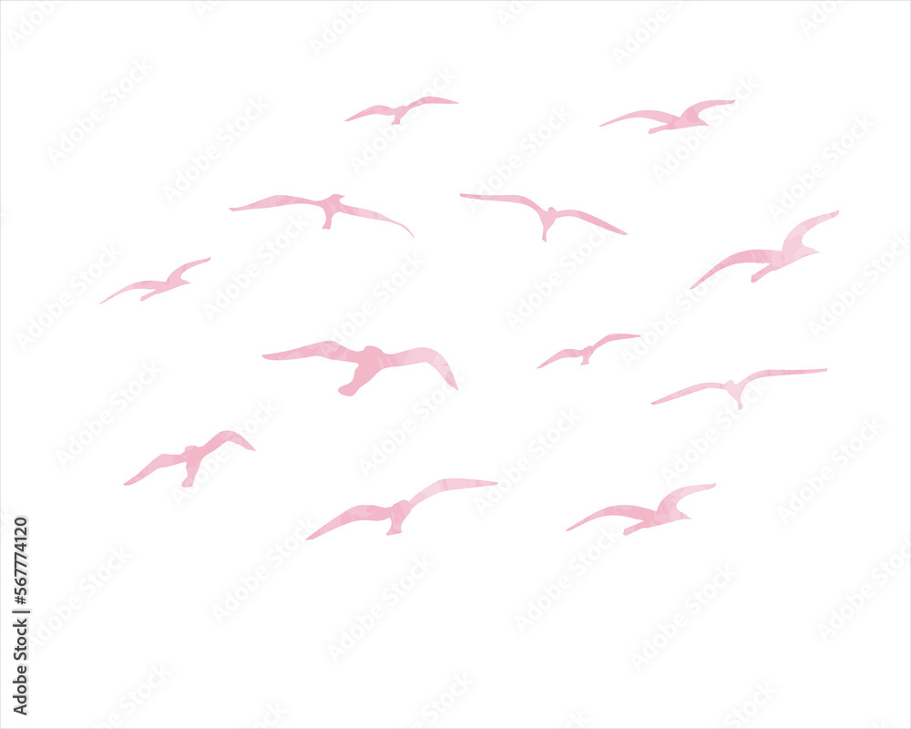 set of pink birds