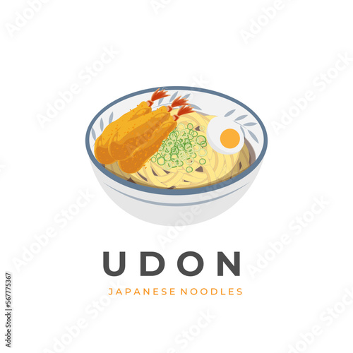 Japanese Udon Noodle Soup Vector Illustration Logo Ready To Serve