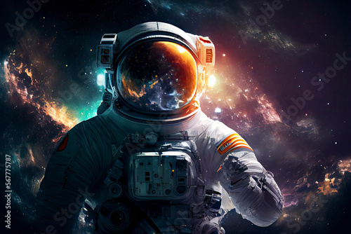 Astronaut In Space With Planets In Background