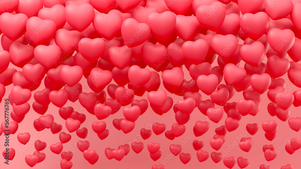 Flying many red hearts background. Valentine day backdrop. 3d render illustration Flying many red hearts background. Valentine day backdrop. 3d render illustration