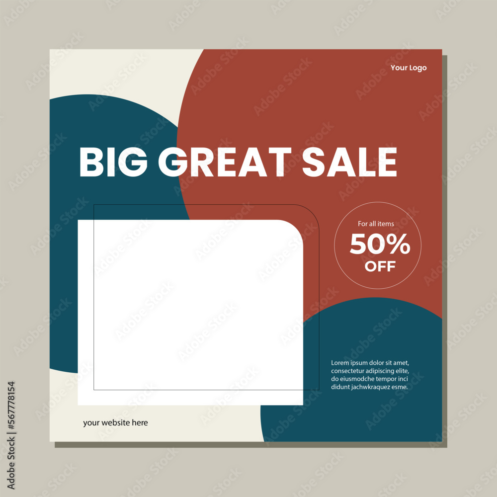 Obraz premium Editable minimal square banner template. Suitable for social media post and web internet ads. Vector illustration with photo college
