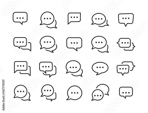 Speech bubble line icon vector. Chat and comment icon symbol collections