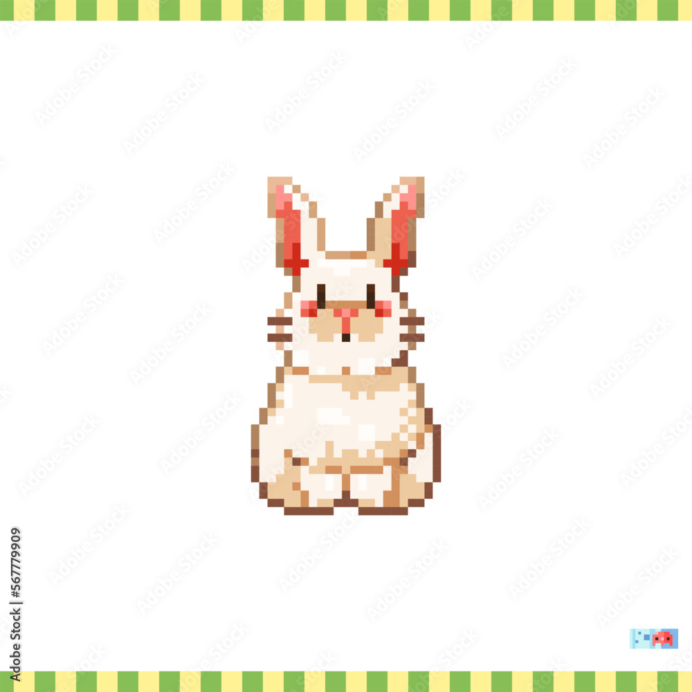 Vecteur Stock Pixel art white rabbit icon. Vector 8 bit style ...